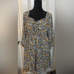 American Eagle Outfitters Floral Dress with Blue and Yellow Accents